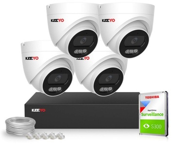 Zestaw do Monitoringu IP KEEYO 4x LV-V-IP4M25DF-B 2K+ PoE IR 25m Audio Ai