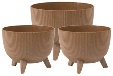 ZESTAW 3 DONICZEK NA NÓŻKACH MISA ROMA JUMPER śr. 2x24CM 1x29CM BRĄZ ECO