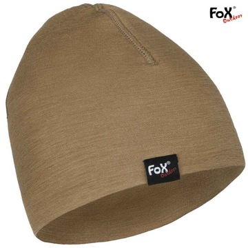 CZAPKA ZIMOWA TERMOAKTYWNA SPORTOWA MFH FOX 100% WEŁNA MERINO COYOTE