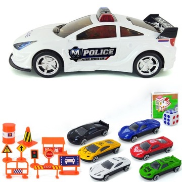 Чемодан для полицейской машины с пружинами веселье, игра, знаки, звук, свет