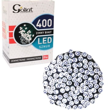 LAMPKI CHOINKOWE 400 LED ZEWNĘTRZNE ZIMNY BIAŁY 20 METRÓW ZASILANIE SIECIOW
