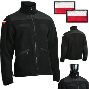 POLAR WOJSKOWY Mundurowy CZARNY +Flagi 750gr. XS