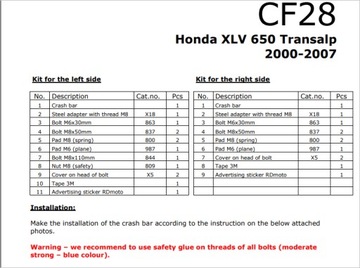 Кожух двигателя, дуги безопасности HONDA XL 650 2000-