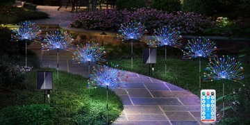 4 шт. СОЛНЕЧНЫЕ САДОВЫЕ ФОНАРИ DELELDS ФЕЙЕРВЕРКИ УКРАШЕНИЕ 480 LED + ПУЛЬТ ДИСТАНЦИОННОГО УПРАВЛЕНИЯ