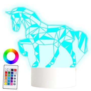 LAMPKA NOCNA LED 3D Koń 16 kolorów + Pilot