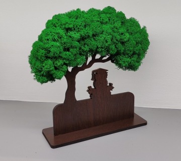 3D дерево бонсай из мха, стоящее, конец года, сова, книги, любая гравировка