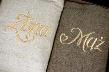 ПОЛОТЕНЦЕ 70x140см МУЖ ЖЕНА ПОДАРОК ​​СВАДЕБНОЕ ПОЛОТЕНЦЕ МУЖ ЖЕНА ЭКРУ БЕЖЕВЫЙ