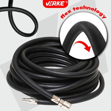 ТОЛСТЫЙ ПНЕВМАТИЧЕСКИЙ РЕЗИНОВЫЙ ШЛАНГ ДЛИНОЙ 5 м ДЛЯ КОМПРЕССОРА, ОБРЕЗАННЫЙ ШЛАНГ С СОЕДИНИТЕЛЯМИ