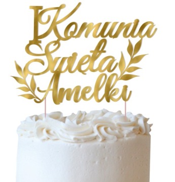 TOPPER dekoracja na tort KOMUNIA Sw. + IMIĘ