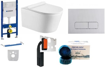 ZESTAW Stelaż WC GEBERIT + przycisk chrom mat + miska WC + deska W/O+ FRESH