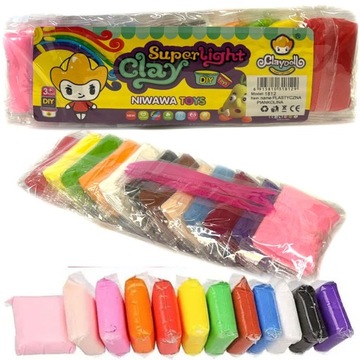 CLAYDOLL MAGICZNA PLASTELINA MASA SENSORYCZNA PIANKOLINA 12 sztuk + Nożyki