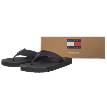 Buty Japonki Męskie Tommy Hilfiger Tjm Elevated Flip Flop Black Czarne