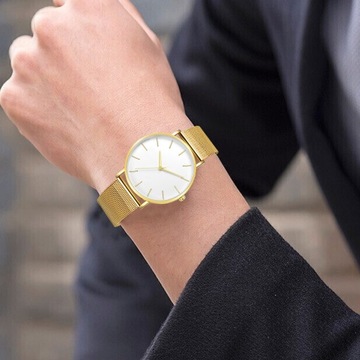 Men Watch Quartz Movement Simple Style Round Dial Stainless