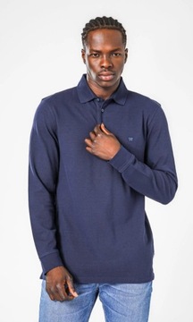 Wrangler REFINED POLO Navy REGULAR GRANATOWE POLO POLÓWKA DŁUGI RĘKAW XL