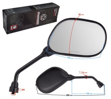 Зеркала мотилизатор черный M8 130x80mm R+R Scooter