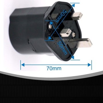 ДОРОЖНЫЙ АДАПТЕР АДАПТЕР ЕС РОЗЕТКА АНГЛИЯ ПОЛЬША ЧЕРНЫЙ ПРЕДОХРАНИТЕЛЬ
