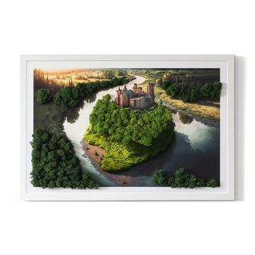 Obraz z mchu chrobotek Zamek na wzgórzu 60x40