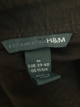 KOSZULA MĘSKA H&M M LEN BAWEŁNA CIENKA BRĄZOWA