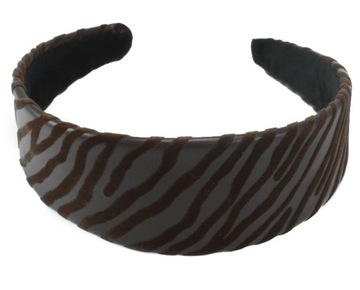 OPASKA DO WŁOSÓW ZEBRA BRĄZ SKÓRA WELUR