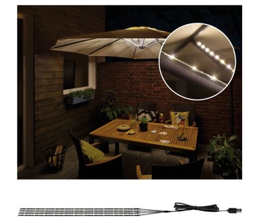 Комплект светодиодного освещения для садового зонта USB LED STRIPE 4х40см 3000К