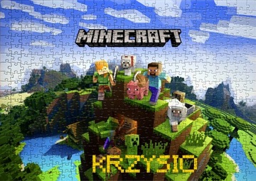 PUZZLE MINECRAFT + IMIĘ DZIECKA GRATIS A4 - 110el