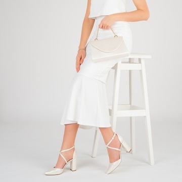 BRILU ŚLUBNE PERŁOWE CZÓŁENKA Z PASKAMI IVORY 36