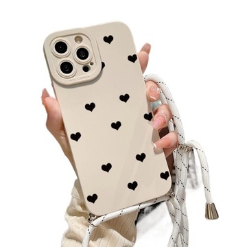 Etui na telefon z grafiką czarnego serca ze smyczą na iPhone XR ,Dziewczyna