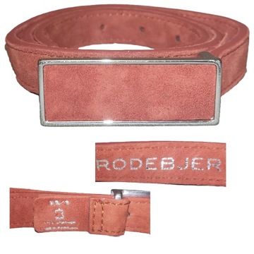 RODEBJER skórzany zamszowy pasek damski na bolec 62-77,5 cm XS/S modny