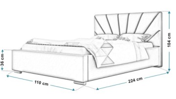 Односпальная кровать с мягкой обивкой и матрасом VISCO 90x200