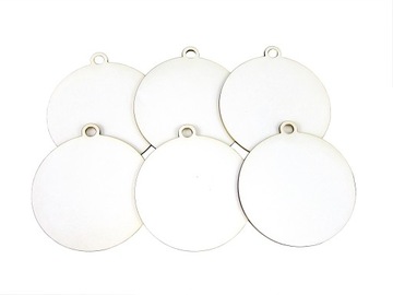 Białe Bombki Drewniane Mix Złote Sznurek 10cm 50x
