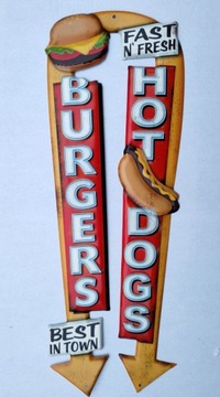 SZYLD reklama BURGERS BAR JEDZENIE Bistro Hot Dogs