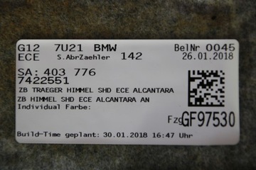 BMW 7 G12 — ПОТОЛОК ЧЕРНОЙ АЛЬКАНТАРЫ — КАК НОВЫЙ