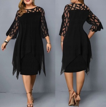 Elegantné šifónové šaty plus size ROZ L-6XL