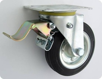 КОЛЕСО МЕТАЛЛОРЕЗИНОВОЕ 200MM РУЛЕВОЙ КОРПУС + ТОРМОЗ 65H