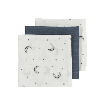 Meyco Baby Moon ręczniki hydrofilowe - 3-pak - indigo - 70x70cm