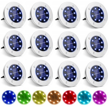 12x LAMPKA SOLARNA OGRODOWA WBIJANA NAJAZDOWA RGB