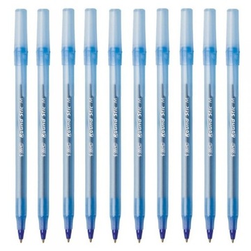Długopis Bic Round Stick M, niebieski, 10 sztuk
