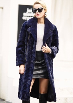 Luksusowy Płaszcz Futro z Norek Mink Fur 36 S