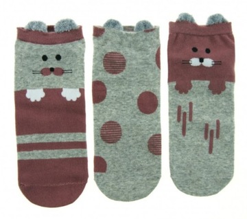 3x Ponožky Dámske Členkové Ponožky v Mačky Roztomilé Mačky Zvieratá MORAJ 38-41