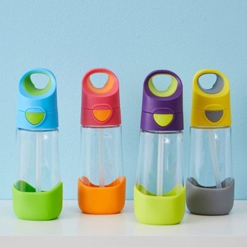 BUTELKA TRITANOWA ZE SŁOMKĄ BIDON 450 ML BLUE SLATE B.BOX