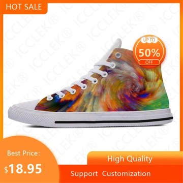 wysokie buty płócienne Abstract Multicolor Waves Digital Art New Arrive Lig