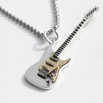 Biżuteria punkowa rock gitara elektryczna naszyjnik damski łańcuszek, akces