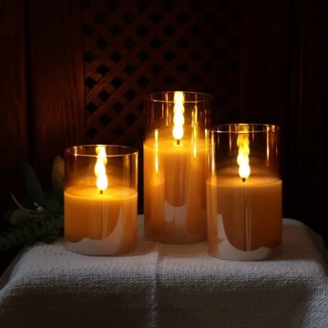 3 СВЕЧИ, ДЕКОРАТИВНЫЕ СВЕЧИ СВЕТОДИОДНЫЕ, ПОЗОЛОЧЕННОЕ СТЕКЛО, ДЕКОРАТИВНЫЕ, ДЕКОРАТИВНЫЕ РОЖДЕСТВЕНСКИЕ СВЕЧИ