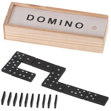 DREWNIANE KLOCKI DOMINO GRA RODZINNA Z PUDEŁKIEM 24 ELEMENTY