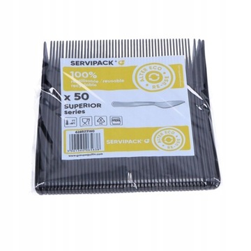 Столовые приборы многоразового использования, нож пластиковый, ЧЕРНЫЙ, 50 шт.