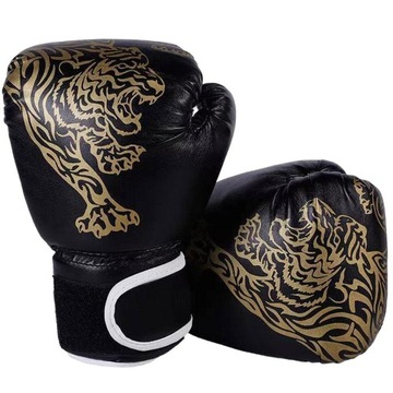Rękawice bokserskie ze skóry PU dla dorosłych i dzieci Kickboxing czarne 25x17cm