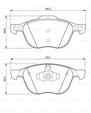 0986442794 Тормозные колодки BOSCH (передние) — FORD FOCUS / C-MAX / KUGA / Volvo V40, S40, V50