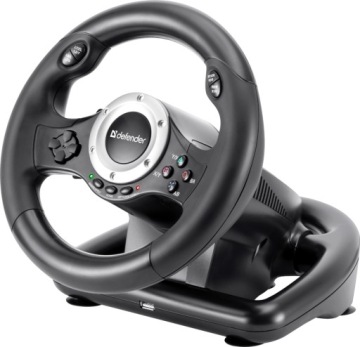 Руль Defender TURBO PRO, 10 кнопок, USB, черный, с педалями, PS3,PS4