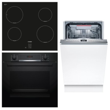 ВСТРАИВАЕМЫЙ КОМПЛЕКТ BOSCH духовка + индукционная варочная панель + посудомоечная машина 45 см