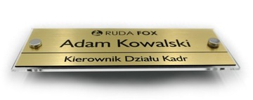 TABLICZKA na pleksi i dystansach prezes dyrektor KIEROWNIK DZIAŁU 20x7 cm